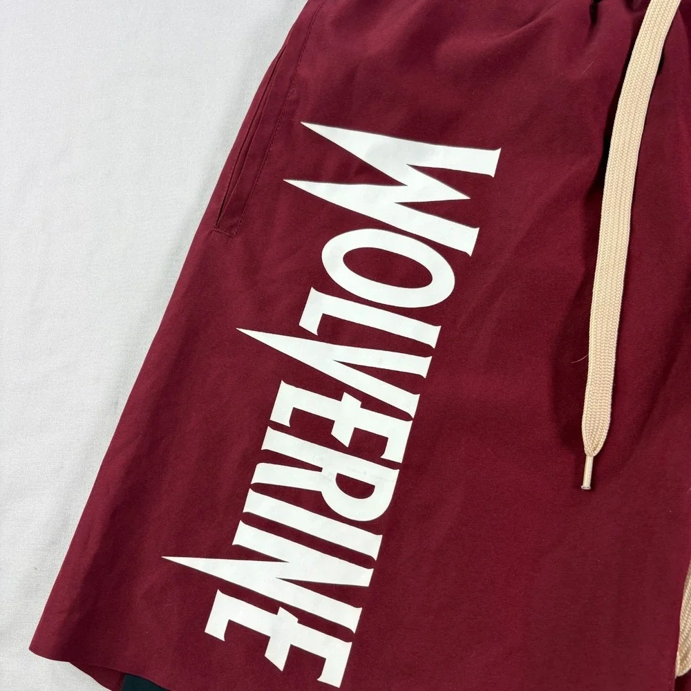 Darc Sport Wolverine Shorts Mens Large Red Marvel Hero Elite Athletic Lined